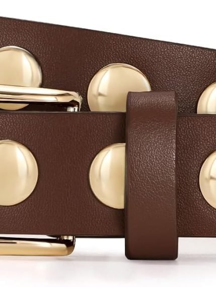 Women Fashion Leather Belt Punk Studded Belt for Jeans Pants Dresses