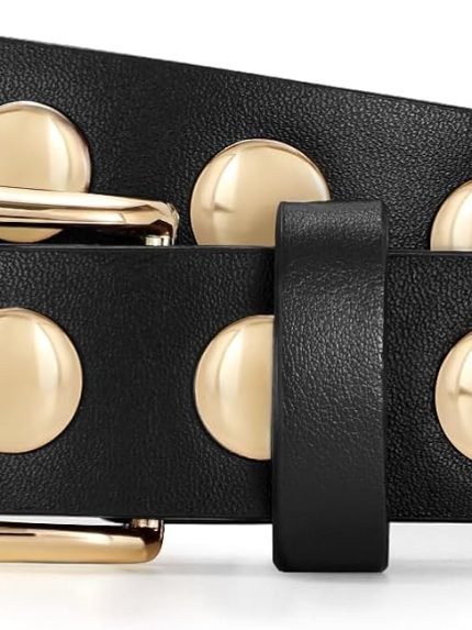 Women Fashion Leather Belt Punk Studded Belt for Jeans Pants Dresses